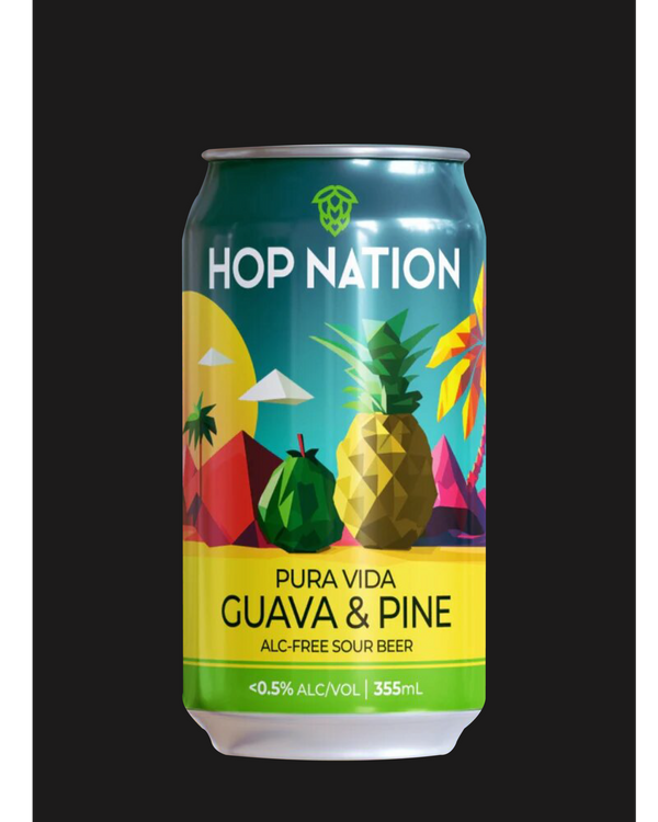Hops Nation Pura Vida - Guava & Pine Alcohol Free Sour Beer - Non Alcoholic 355mL