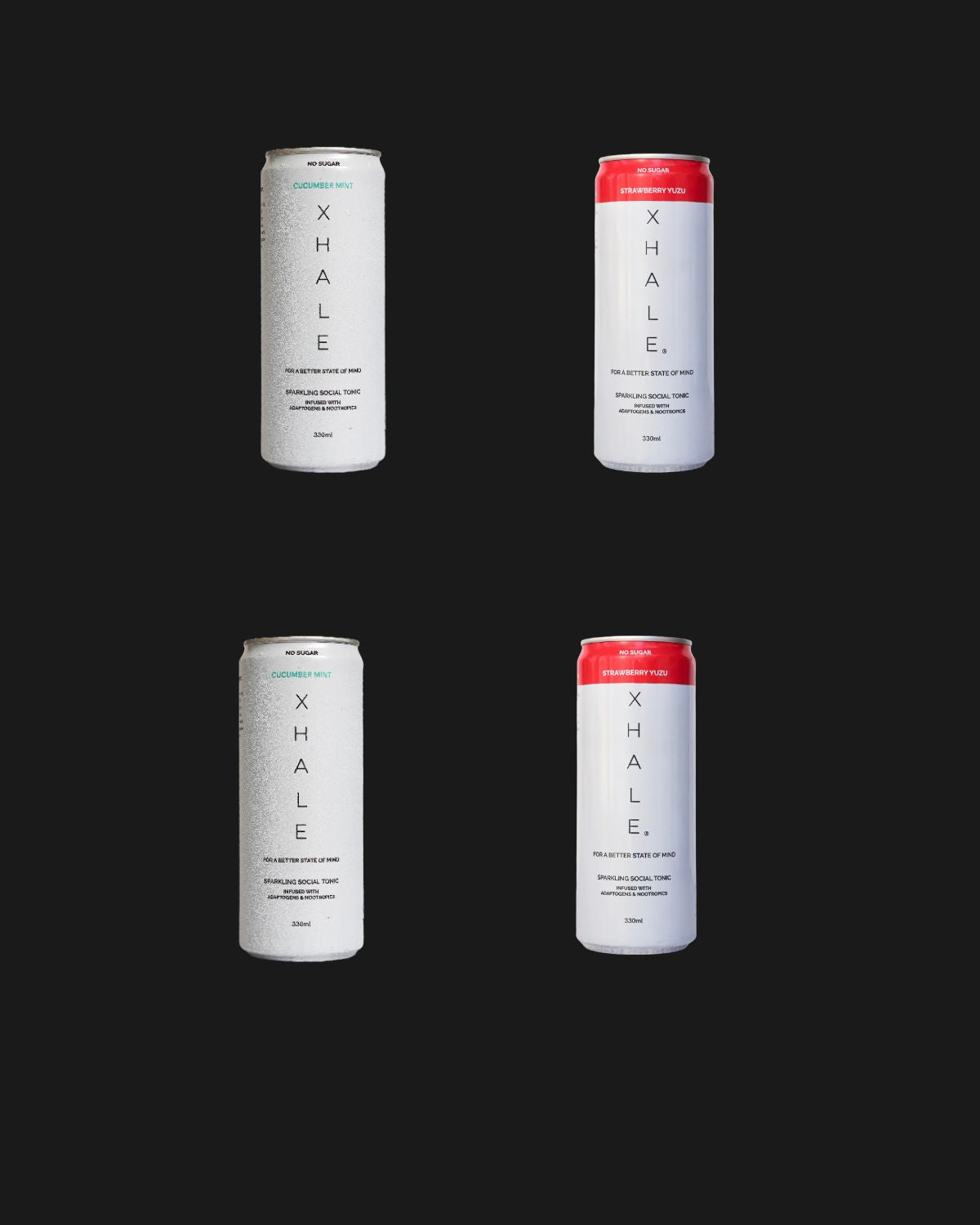 XHALE Strawberry Yuzu & Cucumber Mint Mixed 4 Pack - 330mL