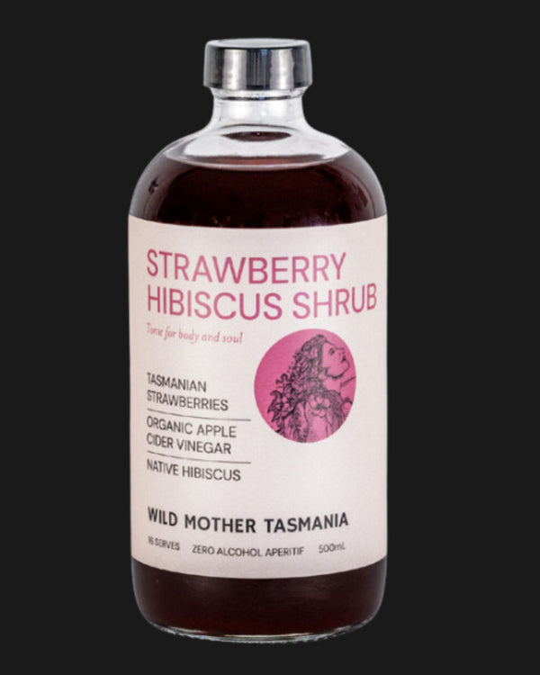 Wild Mother Tasmania Non Alcoholic Strawberry Hibiscus Shrub Aperitif - Non Alcoholic 500mL