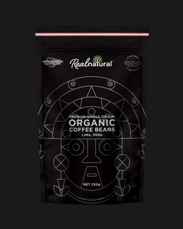 REAL NATURAL ORGANIC PERU COFFEE BEANS SINGLE ORIGIN - NON ALCOHOLIC 250G