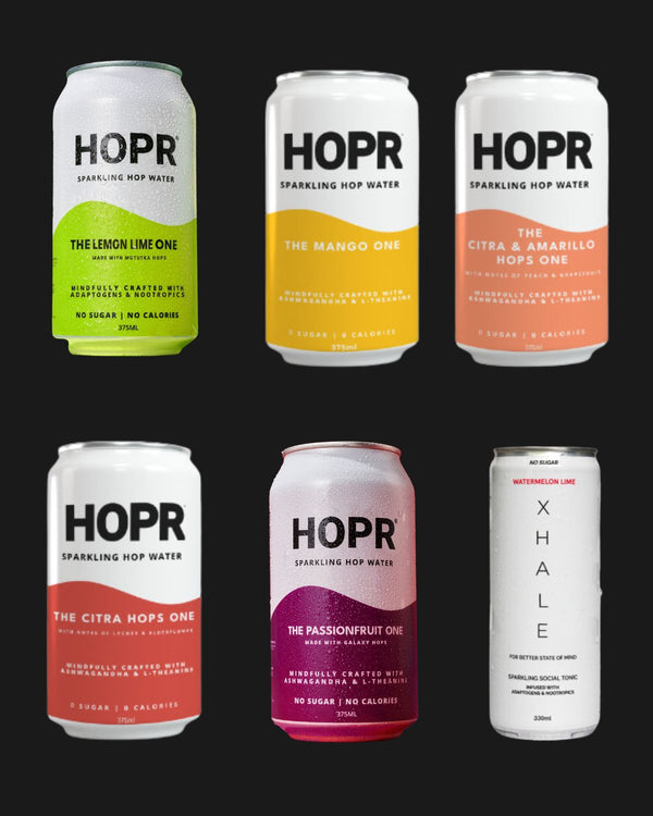 HOPR & XHALE Non Alcoholic Sparkling Hop Water -  The Extreme Mixed One Non Alcoholic 6, 12, 18, 24x375mL