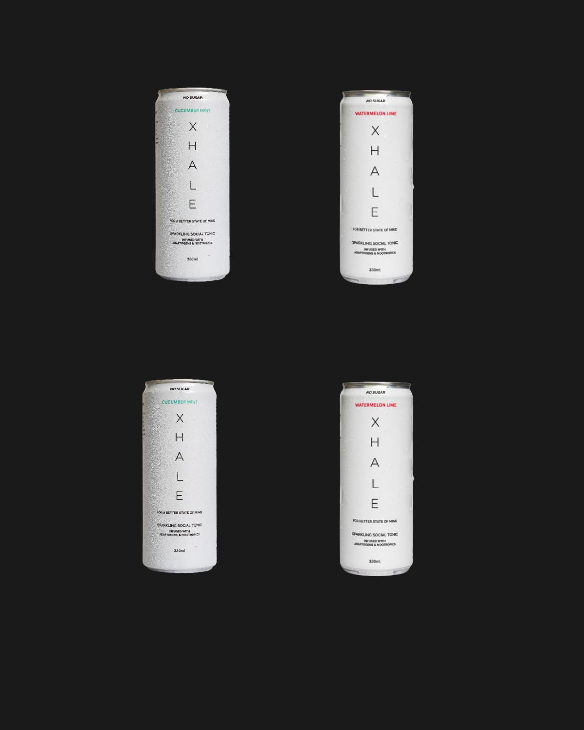 XHALE Watermelon Lime & Cucumber Mint Mixed 4 Pack - 330mL