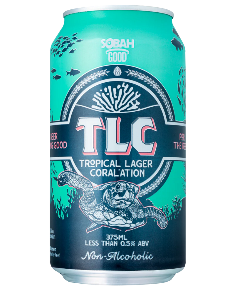 SOBAH TLC Tropical Lager Coral'ation Beer - Non Alcoholic 375mL